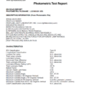 Photometric test report